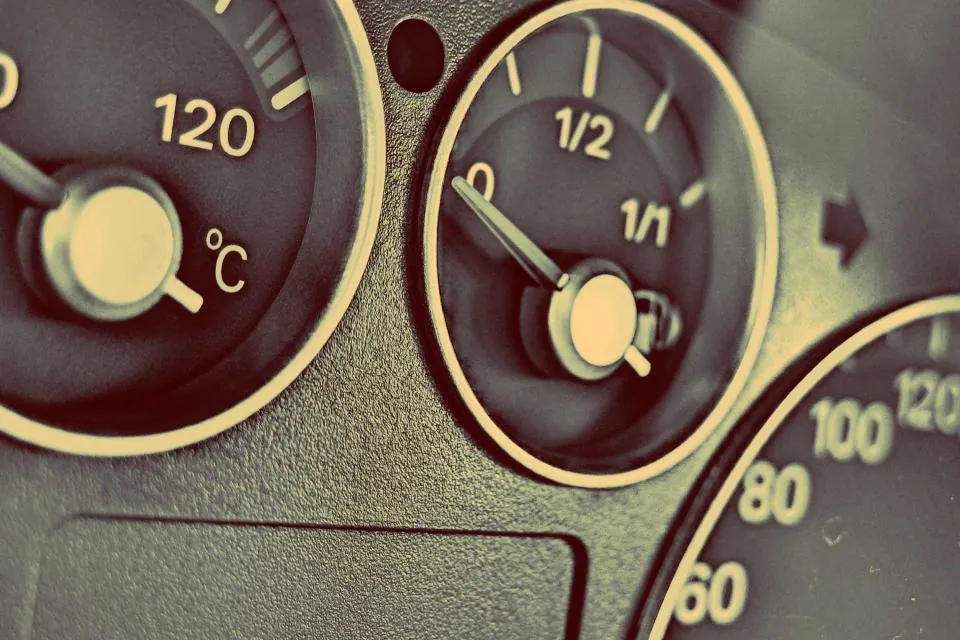 A close view of restored classic instrument dials